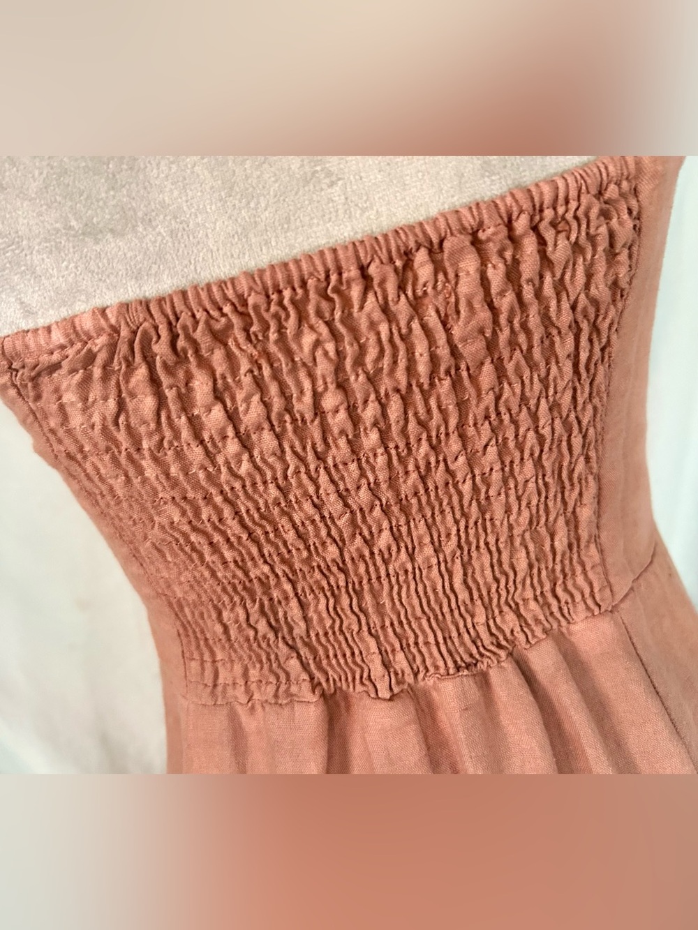 Zara Terracotta Ruffle Bow Linen/Cotton Blend Midi Dress, Size S - Picture 12 of 16